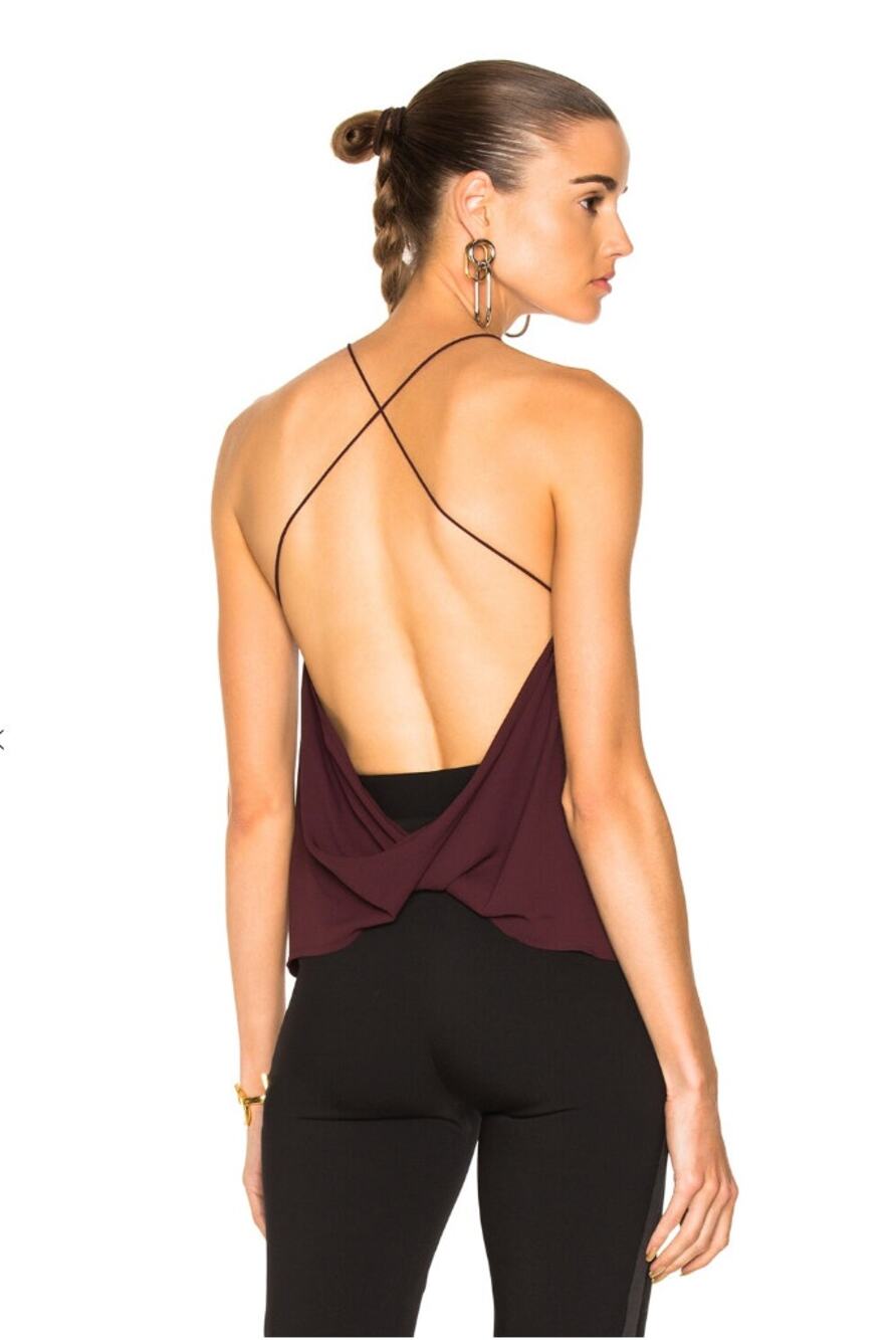 DION LEE Velvet Silk Fine Line Cami Top in Wine // M